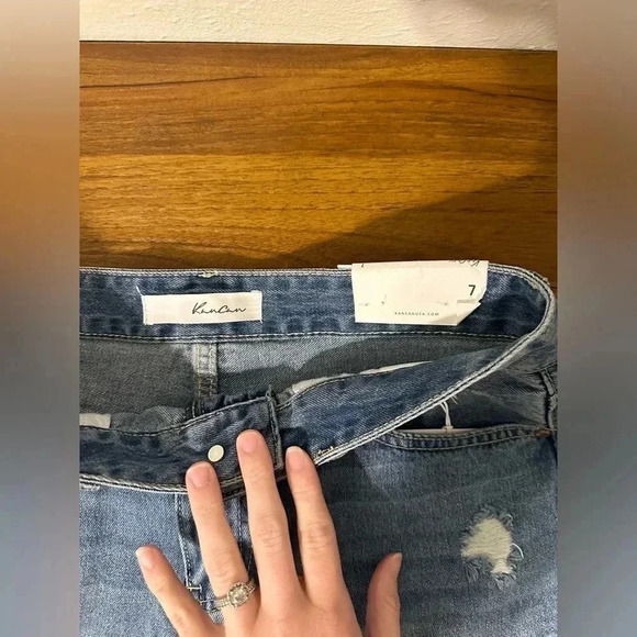 Kancan Women’s Renee High Rise Medium Wash Denim Distressed Boho Shorts Size 7 - Picture 7 of 15